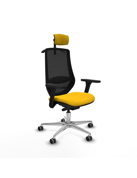 Mardos traslack bali amarillo brazos 3D base aluminio ruedas 65mm engomadas cabecero 2D perchero