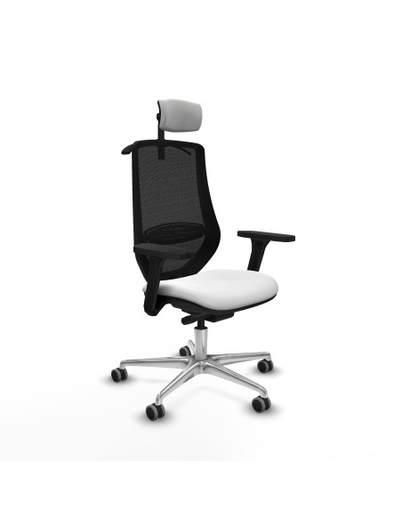 Mardos traslack bali blanco brazos 3D base aluminio ruedas 65mm engomadas cabecero 2D perchero