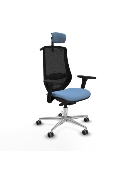 Mardos traslack bali azul cielo brazos 3D base aluminio ruedas 65mm engomadas cabecero 2D perchero