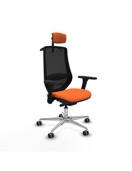 Mardos traslack bali naranja brazos 3D base aluminio ruedas 65mm engomadas cabecero 2D perchero