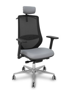 Silla Mardos traslack malla negra similpiel gris brazo 3D cabecero perchero