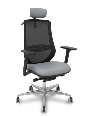 Silla Mardos traslack malla negra similpiel gris brazo 3D cabecero perchero