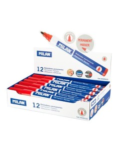 MILAN ROTULADOR PERMANENTE PUNTA REDONDA ROJO -12U-
