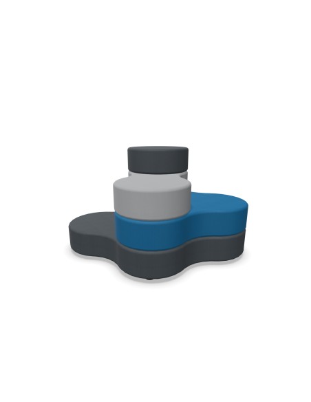 Puff modular Tapa de 4 pisos en color gris y azul