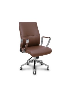 Sillón confidente Ergo540CS sincro similpiel marron base cromo ruedas cromadas