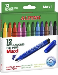 ESTUCHE 12 ROTULADORES ALPINO MAXI PUNTA GRUESA