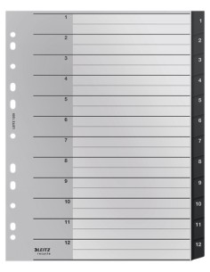 12090000 lengüeta de índice Separador en blanco con pestaña Polipropileno (PP) Negro, Blanco