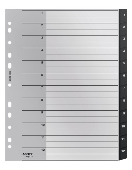 12090000 lengüeta de índice Separador en blanco con pestaña Polipropileno (PP) Negro, Blanco