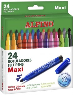 ESTUCHE 24 ROTULADORES ALPINO MAXI PUNTA GRUESA