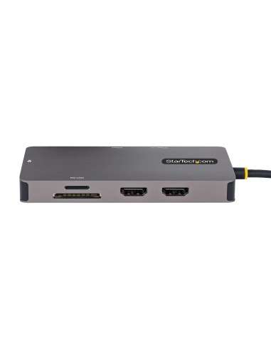 Adaptador Multipuertos USB C 2x HDMI 4K 60Hz, Hub USB-A 3.1 2Pt 5Gbps, PD 100W, GbE, SD/MicroSD, Cable de 30cm, Docking Station
