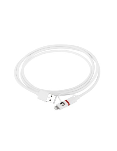 Cable Combo MFI - MicroUSB + Lightning 1,5m - Blanco