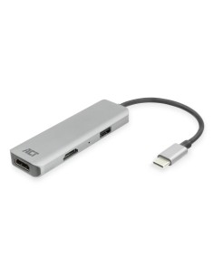 Adaptador multipuerto USB-C 4K para 2 monitores HDMI, puerto de datos USB-A