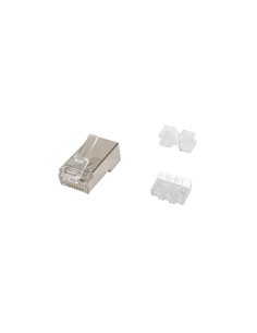 121147 conector RJ-45 Acero satinado, Transparente
