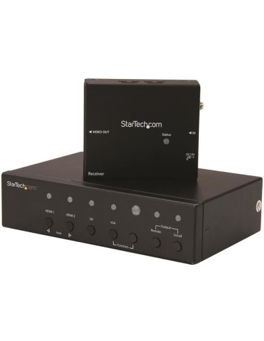 Alargador HDBaseT DisplayPort, VGA y HDMI con Conmutador Incorporado - 4K - Extensor HDMI por Cable UTP Cat5 o Cat6