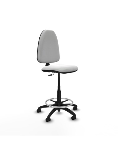 Taburete Aýna CP bali blanco base poliamida ruedas engomadas 50mm