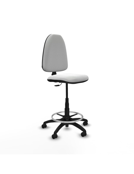 Taburete Aýna CP bali blanco base poliamida ruedas engomadas 50mm