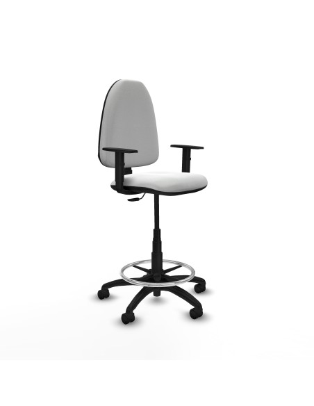 Taburete Aýna CP bali blanco brazos 1D base poliamida ruedas nailon 50mm
