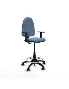 Taburete Aýna CP bali azul cielo brazos 1D base poliamida ruedas nailon 50mm