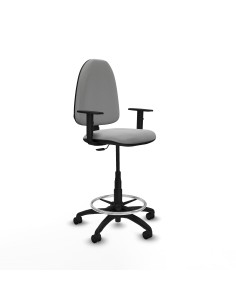 Taburete Aýna CP bali gris claro brazos 1D base poliamida ruedas nailon 50mm