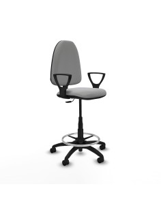 Taburete Aýna CP bali gris claro brazos fijos base poliamida ruedas nailon 50mm
