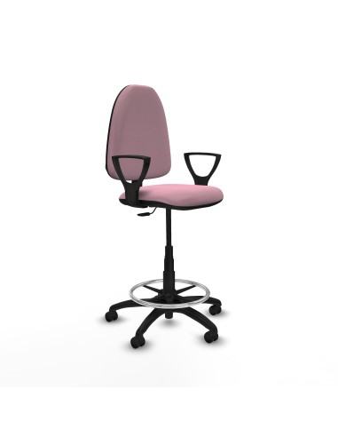 Taburete Aýna CP bali rosa brazos fijos base poliamida ruedas engomadas 50mm