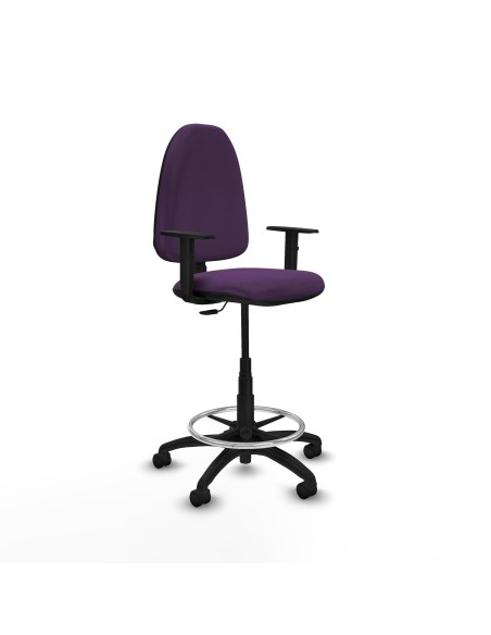 Taburete Aýna CP bali morado brazos 1D base poliamida ruedas nailon 50mm