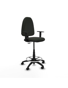Taburete Aýna CP bali negro brazos 1D base poliamida ruedas nailon 50mm