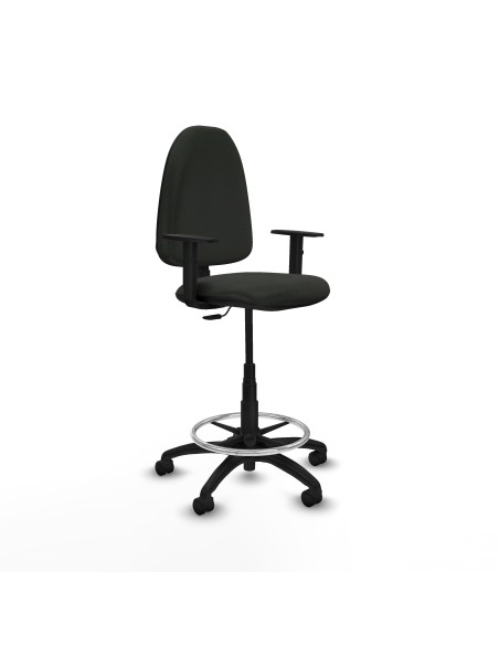 Taburete Aýna CP bali negro brazos 1D base poliamida ruedas nailon 50mm