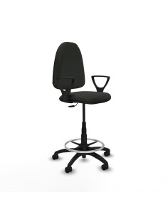 Taburete Aýna CP bali negro brazos fijos base poliamida ruedas nailon 50mm