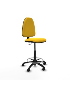 Taburete Aýna CP similpiel amarillo base poliamida ruedas nailon 50mm