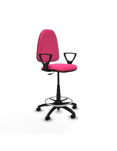 Taburete Aýna CP similpiel rosa brazos fijos base poliamida ruedas nailon 50mm