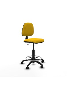Taburete Isso CP bali amarillo sin brazos base poliamida ruedas nailon 50mm
