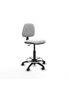 Taburete Isso CP bali blanco sin brazos base poliamida ruedas nailon 50mm