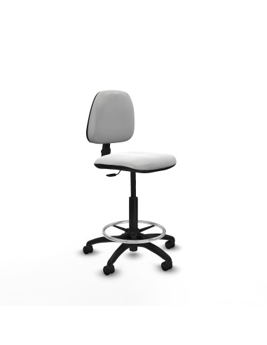 Taburete Isso CP bali blanco sin brazos base poliamida ruedas nailon 50mm
