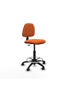 Taburete Isso CP bali naranja sin brazos base poliamida ruedas nailon 50mm