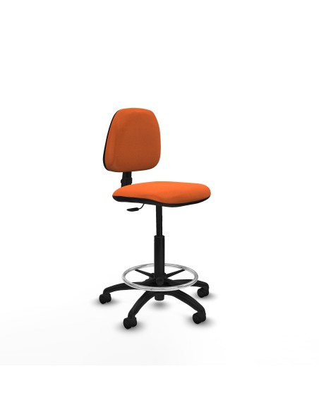 Taburete Isso CP bali naranja sin brazos base poliamida ruedas nailon 50mm