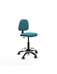 Taburete Isso CP bali turquesa sin brazos base poliamida ruedas nailon 50mm
