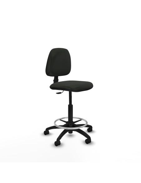 Taburete Isso CP bali negro sin brazos base poliamida ruedas nailon 50mm