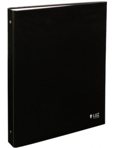 CARPETA A4 2 ANILLAS 25MM CARTON FORRADO NEGRO SERIE LUZ
