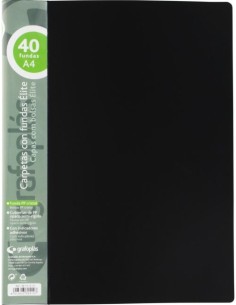 Carpeta 40 fundas elite a4 opaco color negro polipropileno