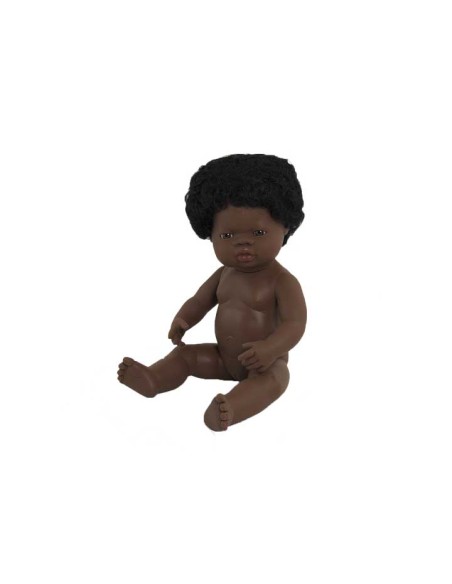 MUÑECO 38CM AFRICANO NIÑA BOLSA MINILAND 31054