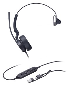 UH44 Mono USB-C/A Headset Auriculares Alámbrico Diadema Oficina/Centro de llamadas USB Type-C / USB Type-A Negro