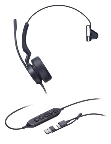 UH44 Mono USB-C/A Headset Auriculares Alámbrico Diadema Oficina/Centro de llamadas USB Type-C / USB Type-A Negro