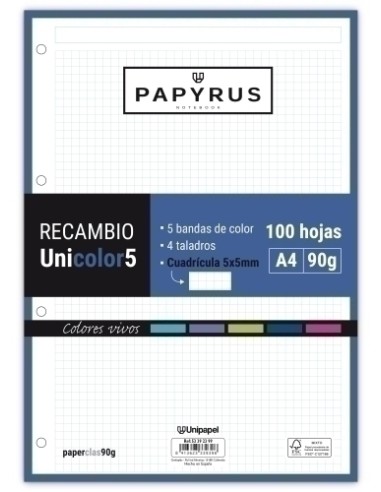 RECAMBIO PAPYRUS A4 100h MULTIT.CD.5 VIV - Pack de 24 unidades