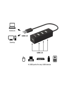 128955 hub de interfaz USB 2.0 480 Mbit/s Negro 2