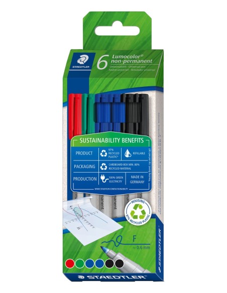 Lumocolor Non-Permanent marcador 6 pieza(s) Negro, Azul, Verde, Rojo
