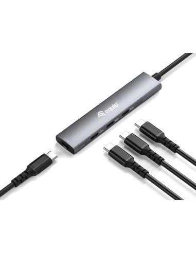 128963 hub de interfaz USB 3.2 Gen 1 (3.1 Gen 1) Type-C 5000 Mbit/s Negro, Plata