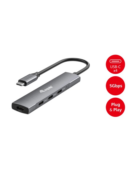 128963 hub de interfaz USB 3.2 Gen 1 (3.1 Gen 1) Type-C 5000 Mbit/s Negro, Plata