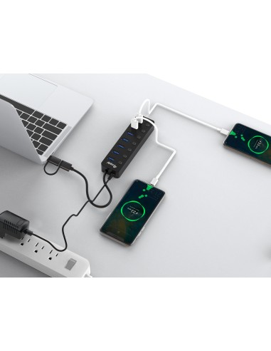 128965 hub de interfaz USB 3.2 Gen 1 (3.1 Gen 1) Type-A 5000 Mbit/s Negro