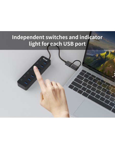 128965 hub de interfaz USB 3.2 Gen 1 (3.1 Gen 1) Type-A 5000 Mbit/s Negro